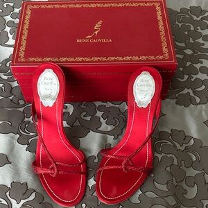 Rene Caovilla Red Strappy Heels